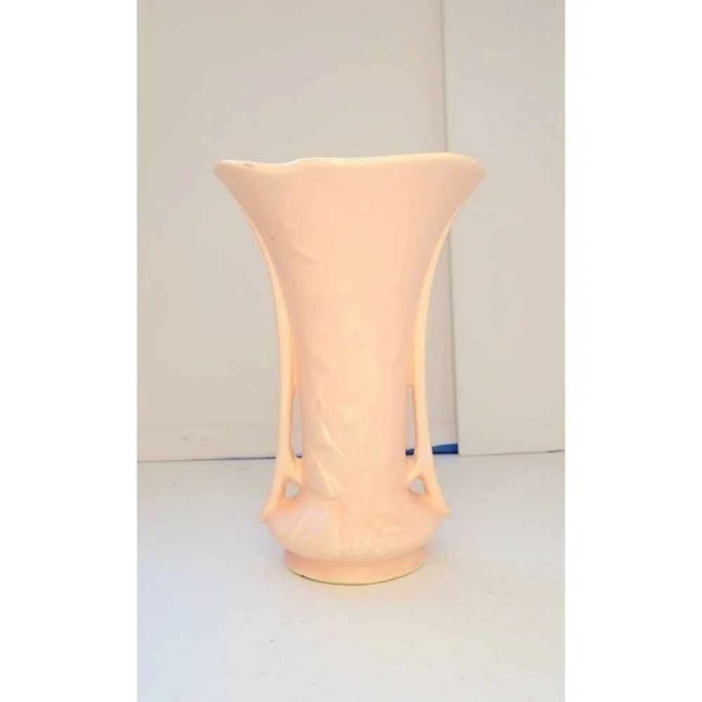Vintage Nelson McCoy Pink‎ Art Nouveau Handled Vase Cottage, American Pottery